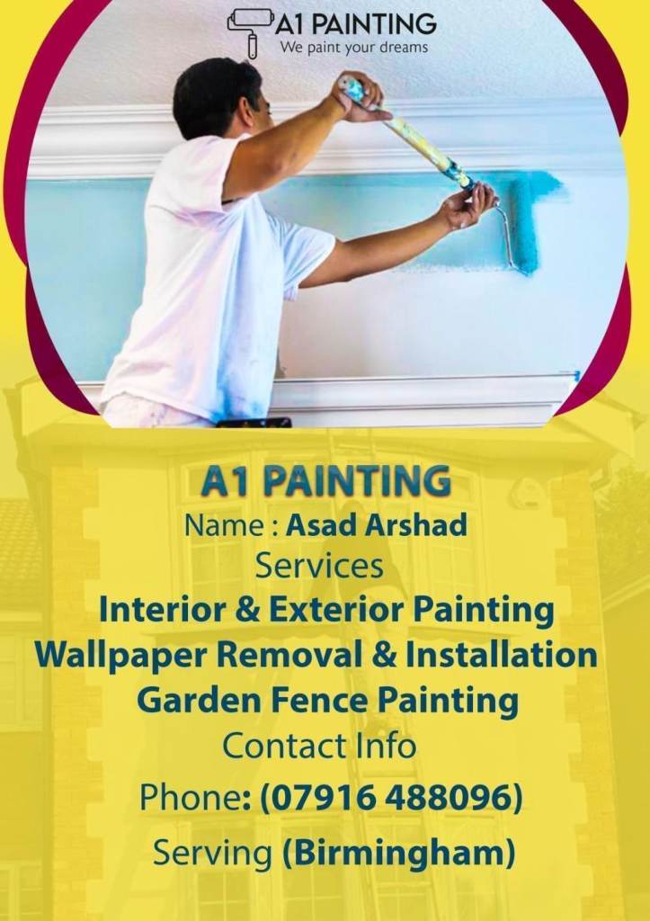 A1 Painting and Decorating services,Quality Work,Birmingham Areas,Free Quotation