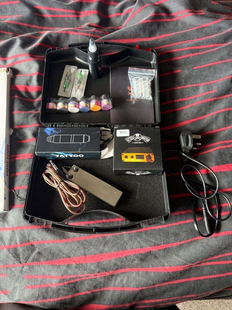 Tattoo Machine Kit with Inks and Accessories – Good Condition