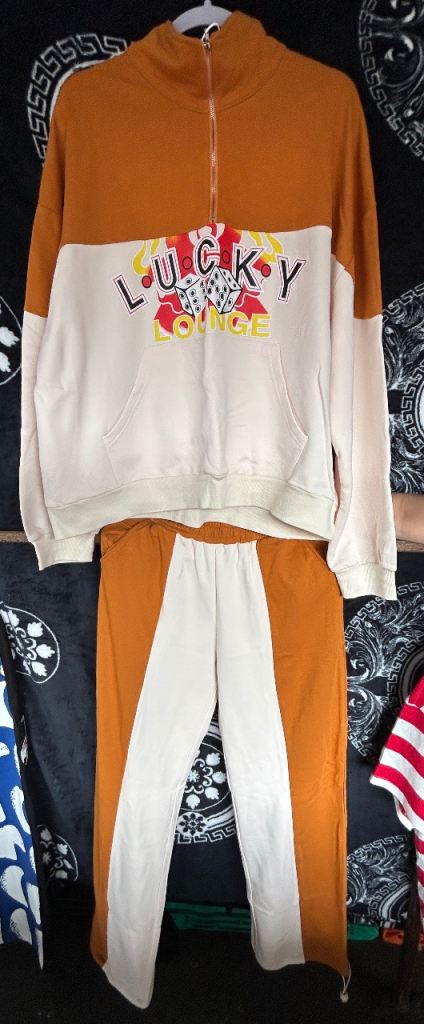 Orange and Cream Tracksuit Set 