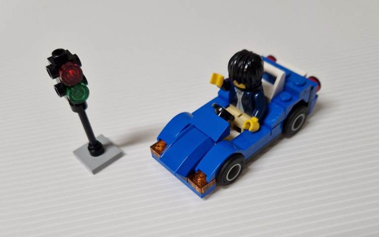 lego city 30349 blue car + traffic light , +  instructions 