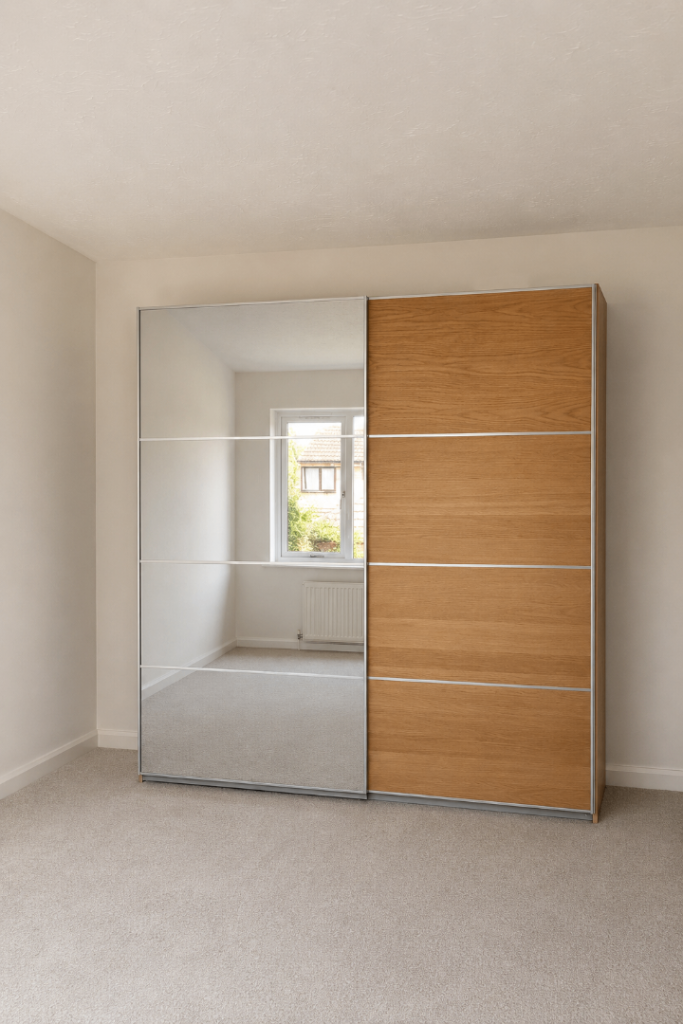 IKEA Sliding Door Wardrobe – Mirror & Oak Effect | Delivery Available