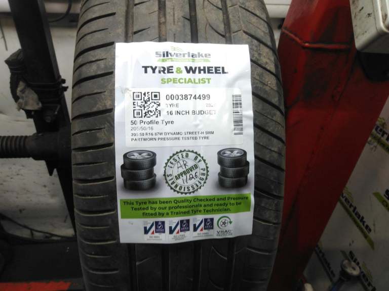205 50 R16 87w Dynamo Street-H 5mm Partworn Pressure Tested Tyre