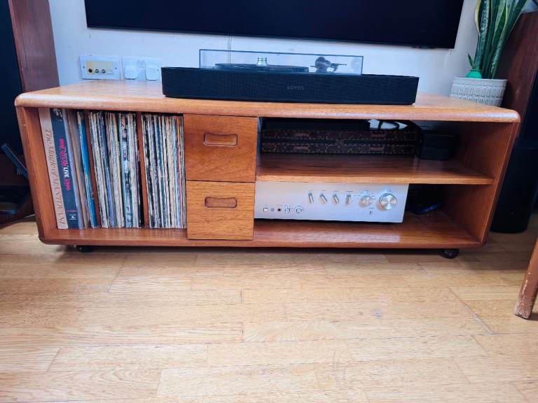 Vintage Retro Mid Century Teak Record Cabinet, Meredew Avalon, TV Unit, Danish Style