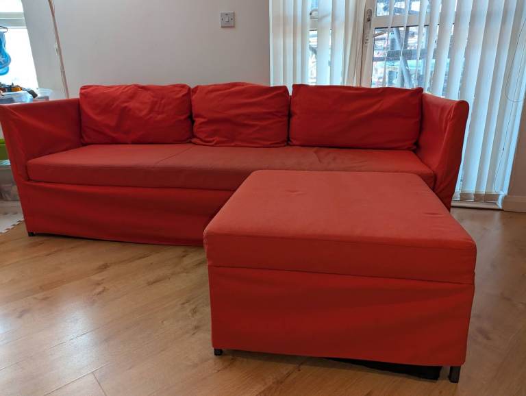 IKEA 3 seater sofa bed with ottoman