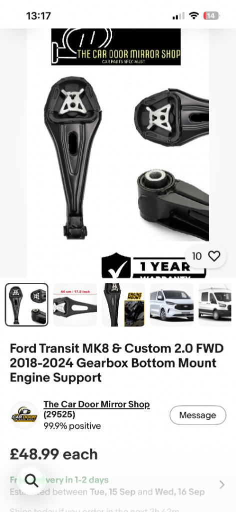 Ford transit custom mk 8 rear gearbox mount 
