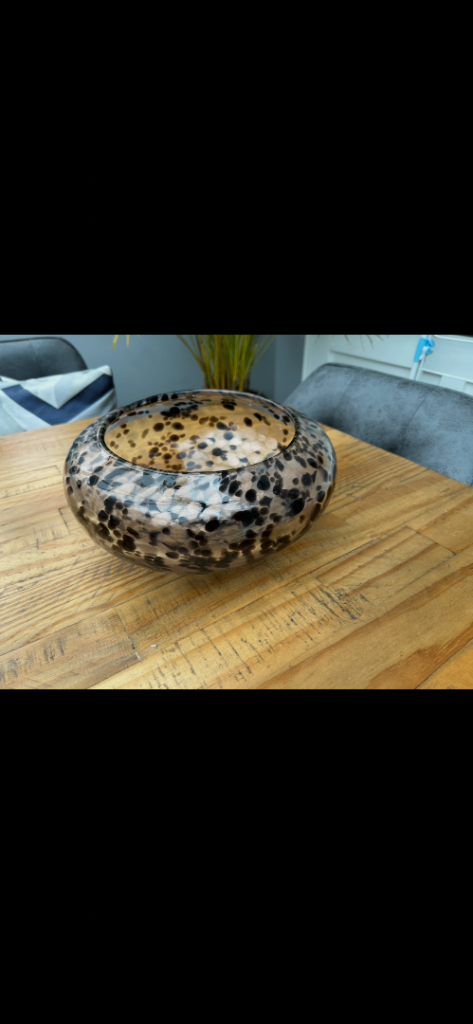 Decorative Glass Bowl – Black and Gold Speckled