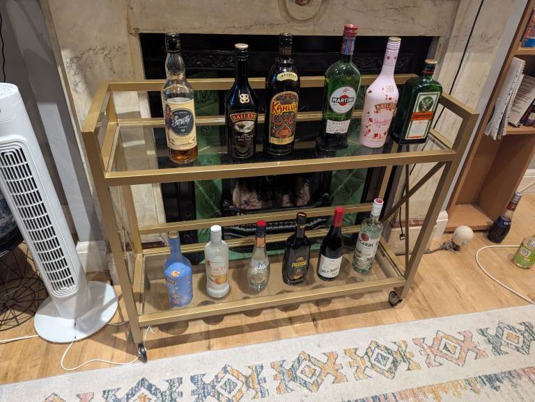 2 Tier Gold Bar Cart