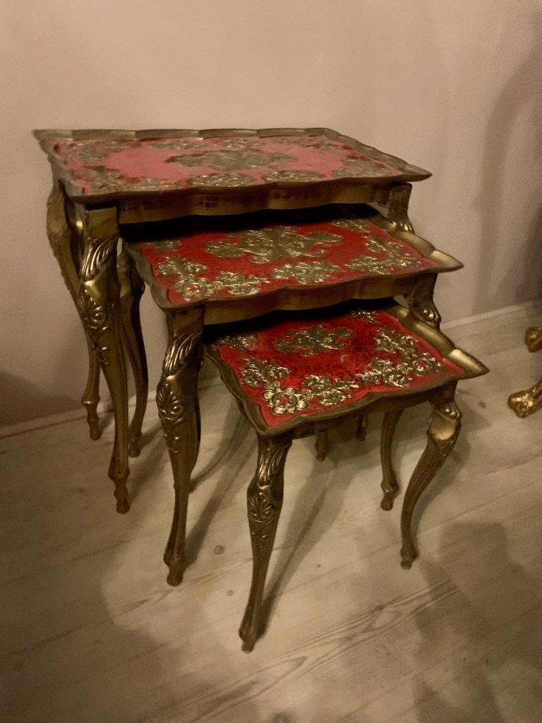 Genuine Italian antique gold nesting tables - set of 3 