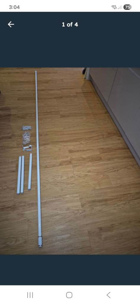 New White Extendable Curtain Pole with Fixings screw extension up too 400cm
