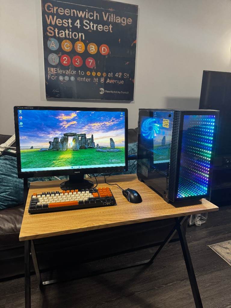Full Gaming Setup - PC, Desk, Monitor, Keyboard, Mouse - Ryzen 5 4500 GTX 1070 - Complete Bundle