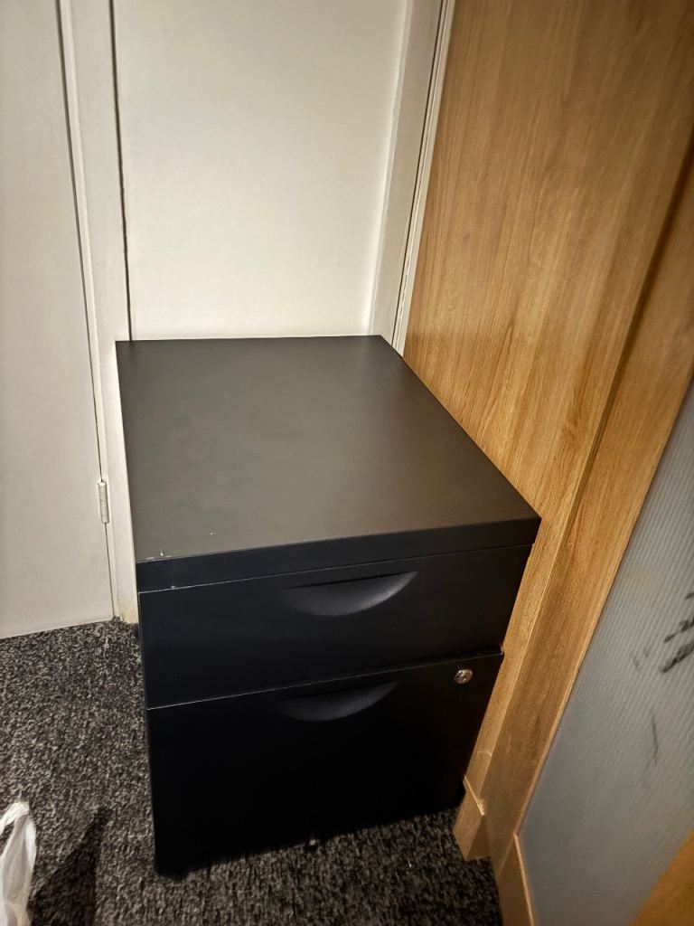 Professional 2-Drawer Filing Cabinet – Black Metal