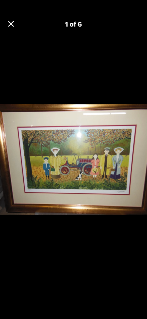 FERNAND BOILAUGES....SERIGRAPH...FAMILY OUTING WITH SPOTTED DOG