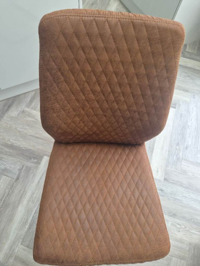 4 x brown leather dining chairs