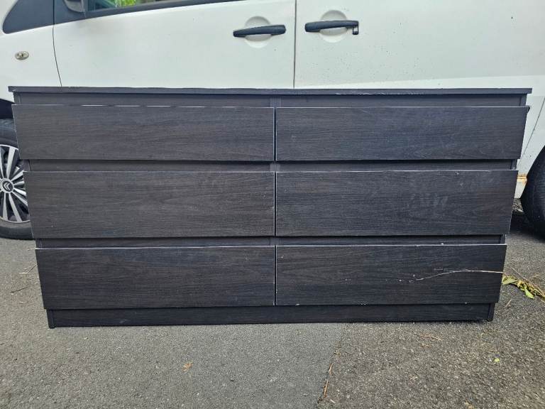 IKEA MALM 6 Drawer Chest of Drawers – Black Brown – Good Condition