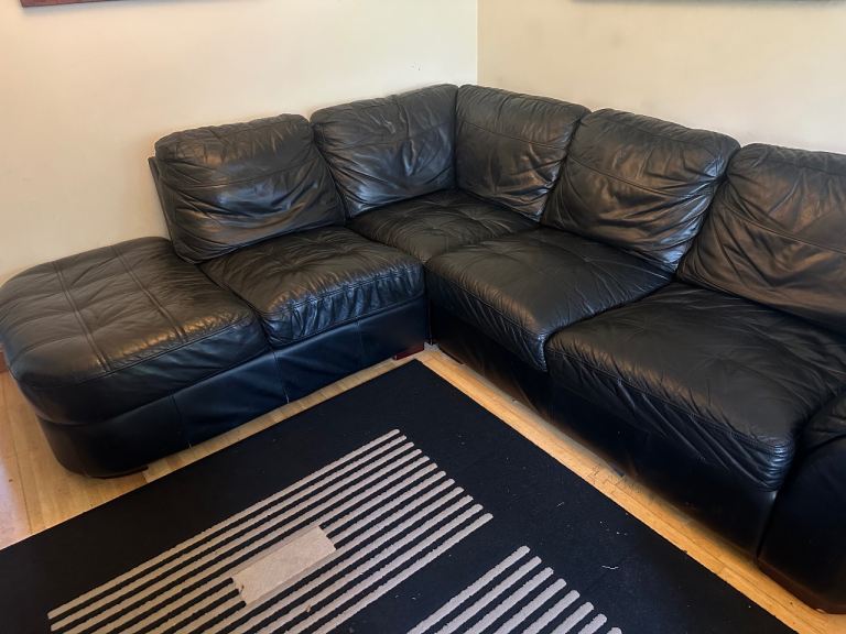 Black leather sofa 