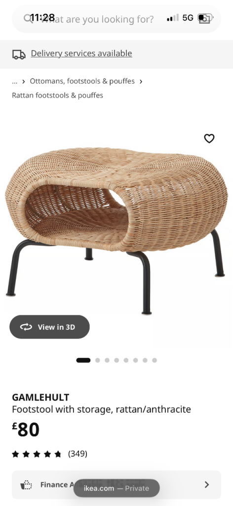 IKEA GAMLEHULT Rattan Footstool with Storage – Good Condition