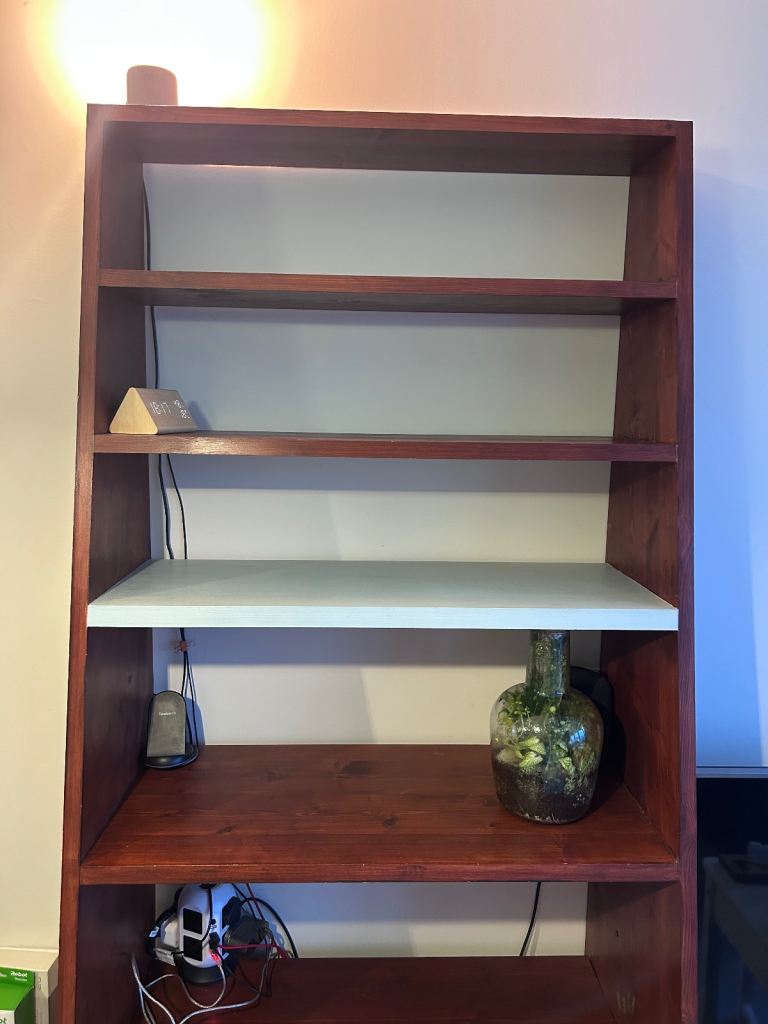 Bespoke Wooden Shelving Unit – Duck Egg Blue & Rich Wood – Excellent Condition