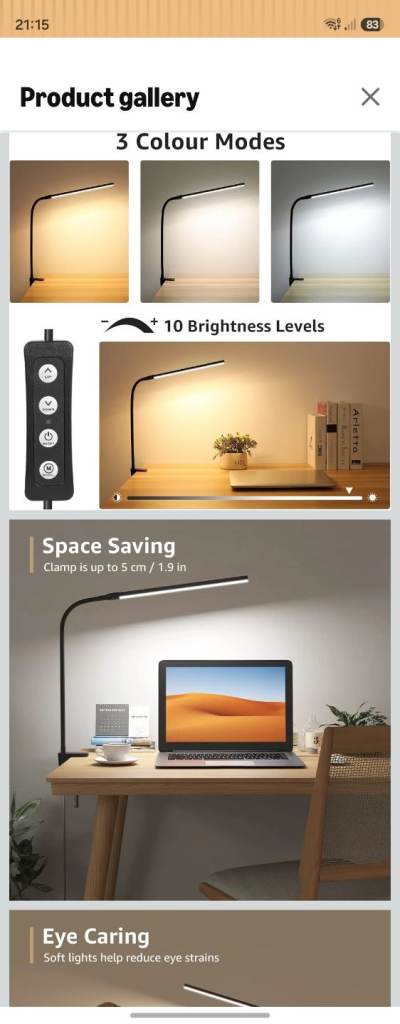 Lepro LED Desk Lamp with C-Clamp – Black, As Good As New