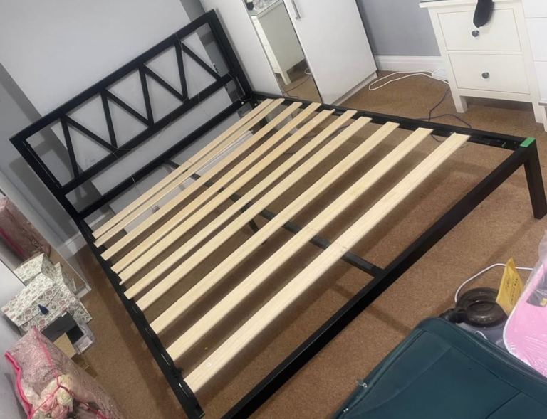 King size bed frame with king size mattress 
