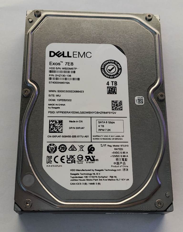 DELL EMC XPJ47 4TB SATA III 7.2k 3.5" 6Gbps HDD ST4000NM016A SEAGATE EXOS 7E8 01