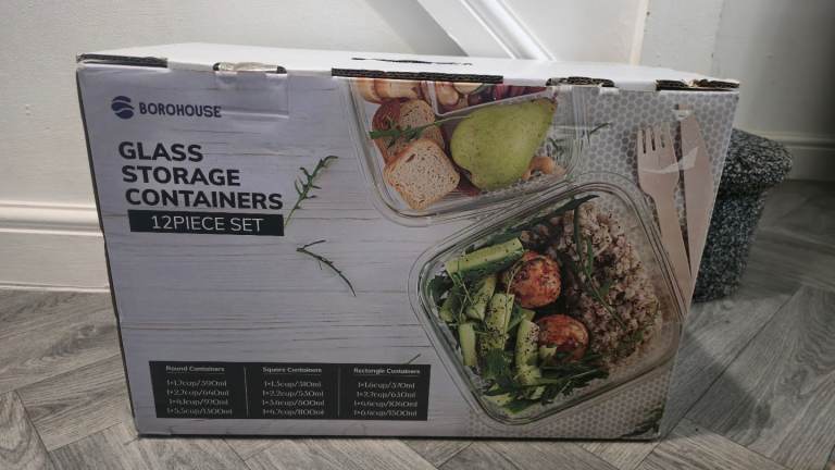 12pc glass storage containers variety of sizes