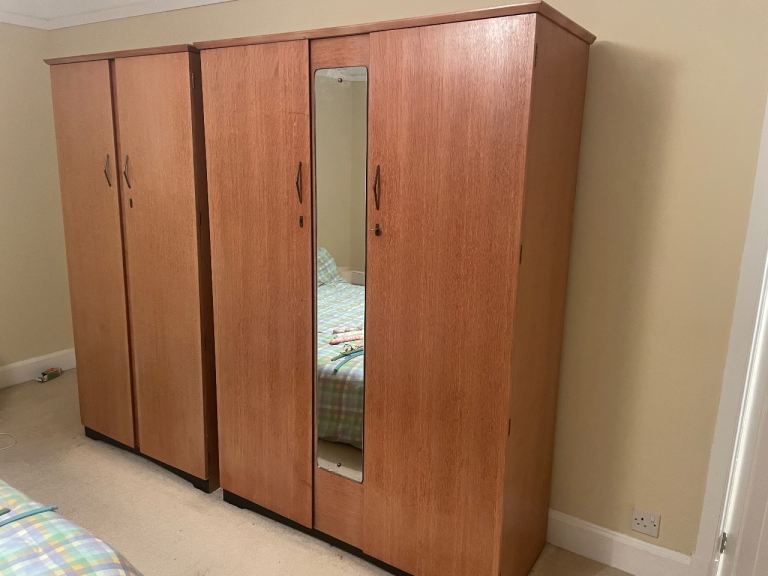 Vintage 1950’s Mid-Century Retro Wooden Wardrobes (2 Available)