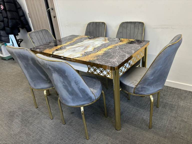 UNWANTED New Plush Velvet Dining Table Set For Sale _ Turkish Style Set With 6 and 4 chairs