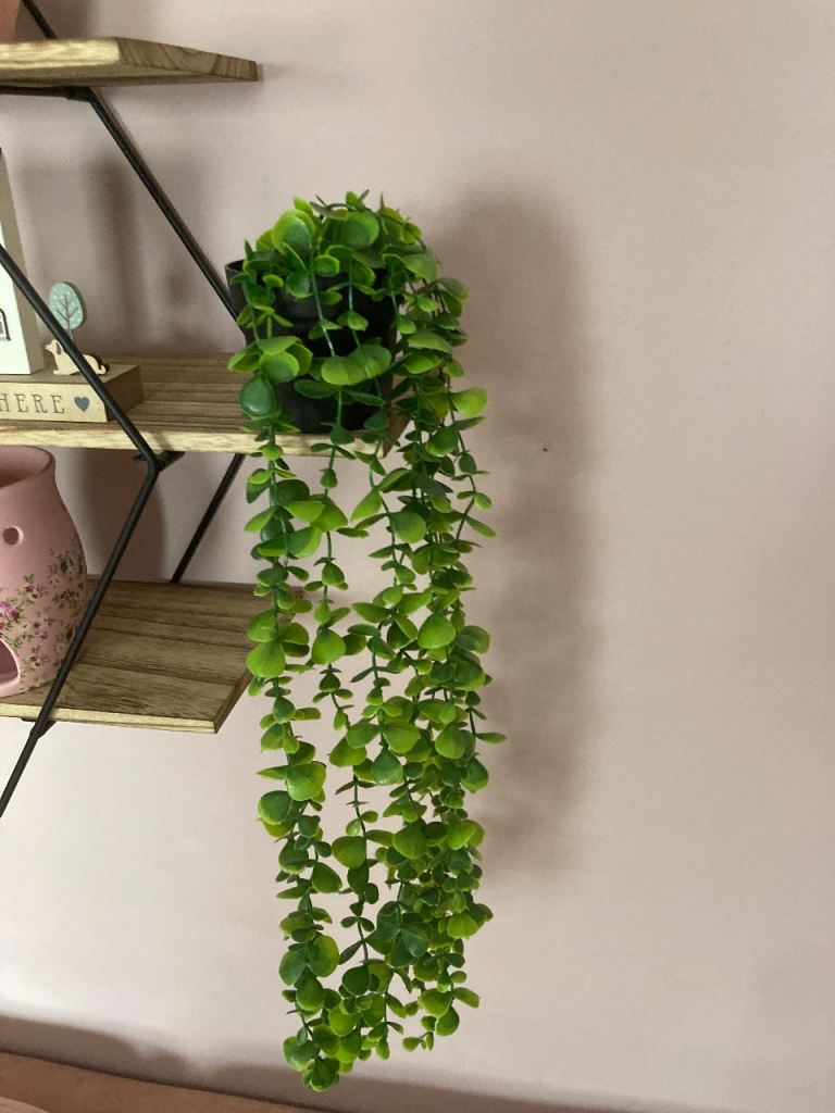 Two Artificial Hanging Plant in Pot – Green, Good Condition