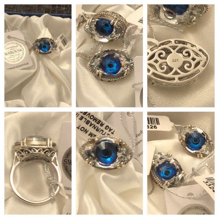 Swarovski Set Ring Size Q Pendant Chain Necklace silver 925 brand new 
