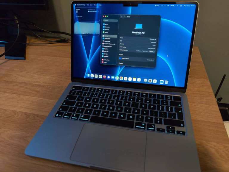 Bundle: 13" MacBook Air M5 16GB Memory Sky Blue + Apple 70W Charger + Storage Sleeve