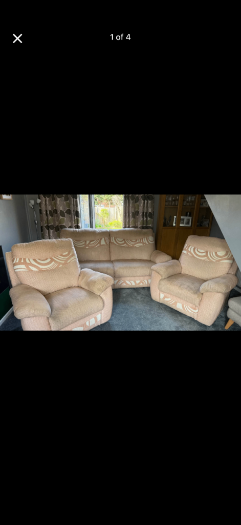 Sofa and two arm chairs