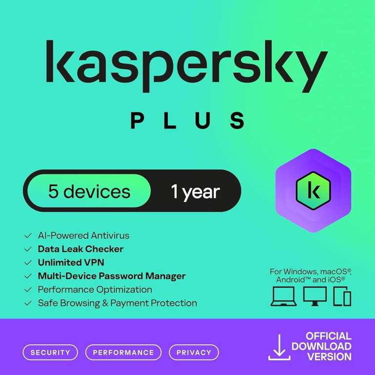 kaspersky plus  5 pc  1 year 