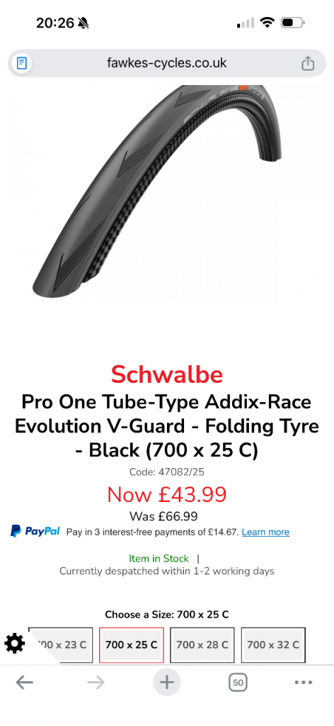 Set of 700x25mm Road Tyres - Bargain 