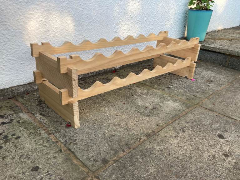 Long pine wine rack, like new condition