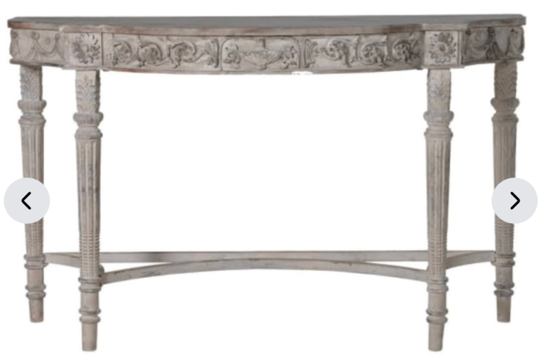 Grey Carved Console Table – Good Condition