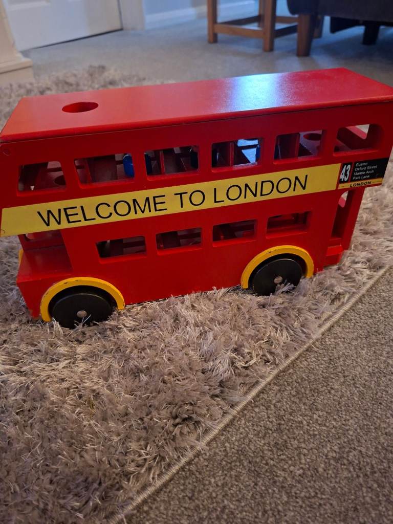 Wooden red london bus