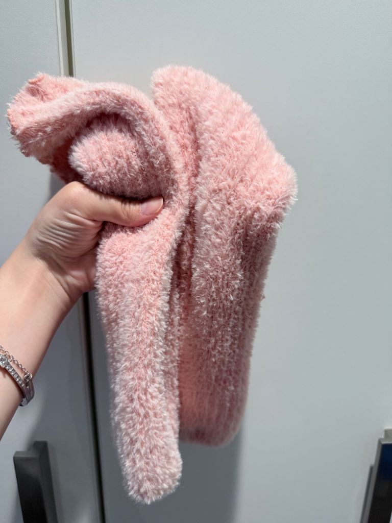 Pink fuzzy leg warmers