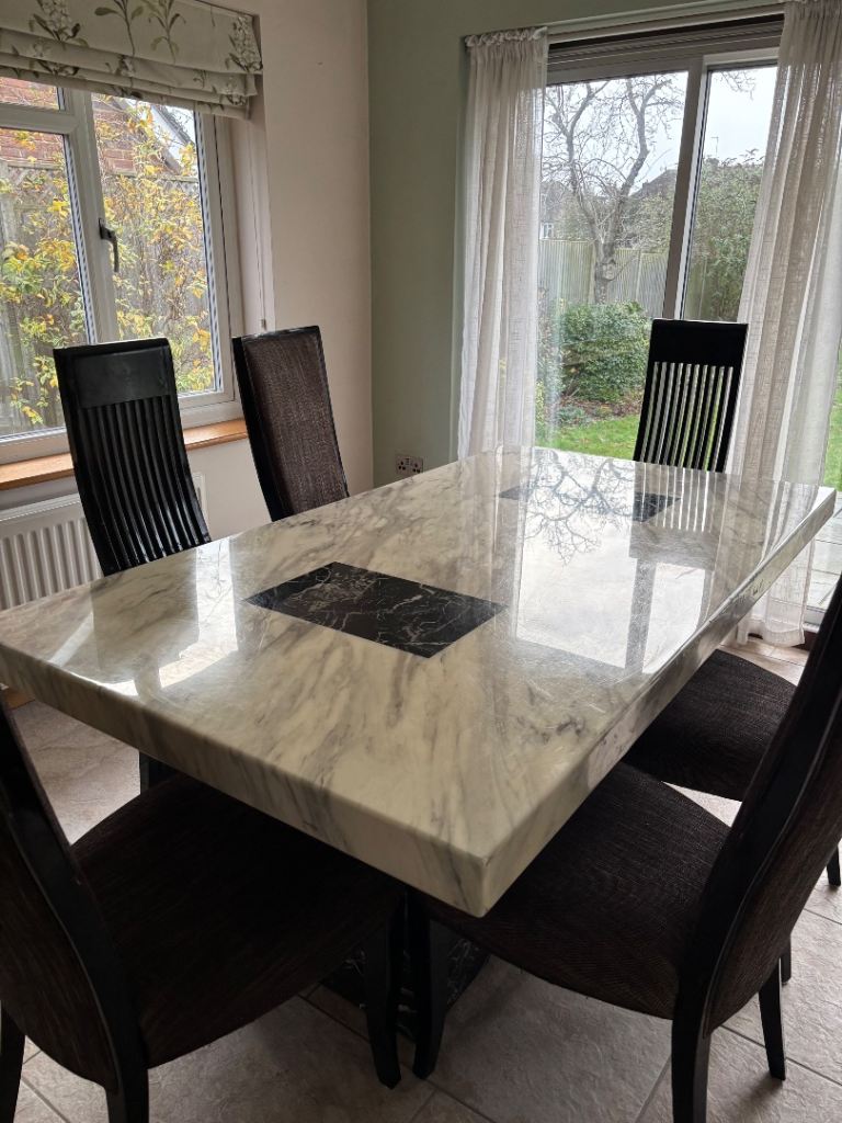 6 seater marble dining table