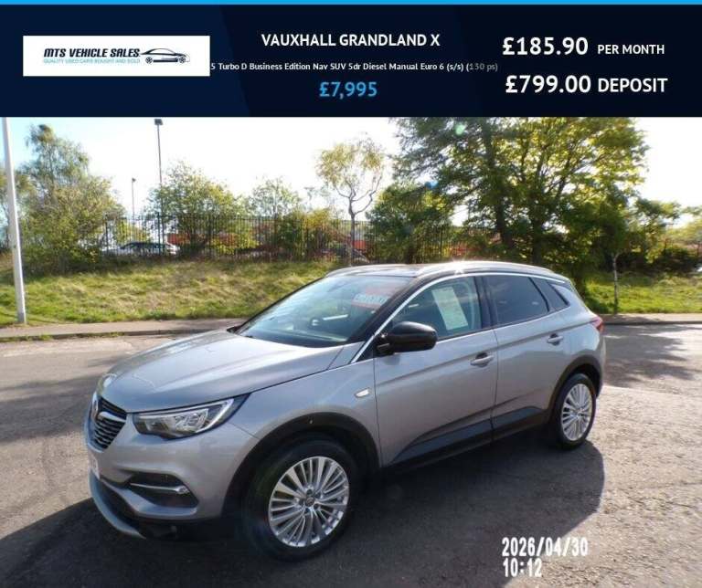 2020 Vauxhall Grandland X 1.5 TD,Businss,Edition,Sat Nav,Park Sensors,Bluetooth,Cruise,F.S.H,Ulez...