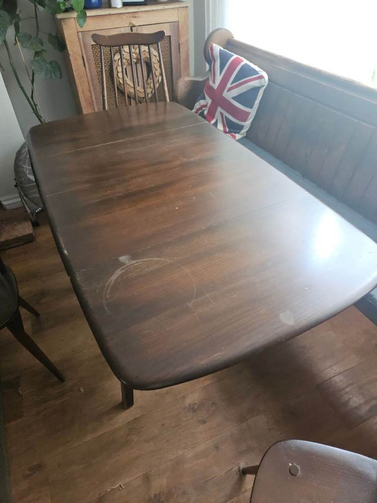 Wooden Dining Table and Chairs Set – Fair Condition