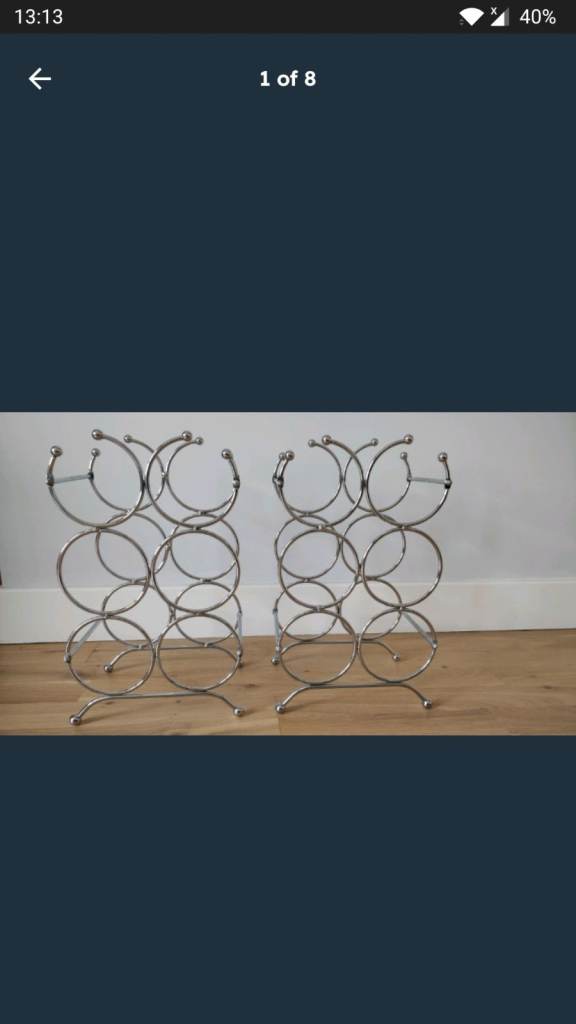 Pair of Silver Metal Wine Racks – Good Condition