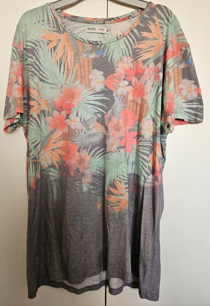 Bershka Collection Floral T-Shirt with low neck