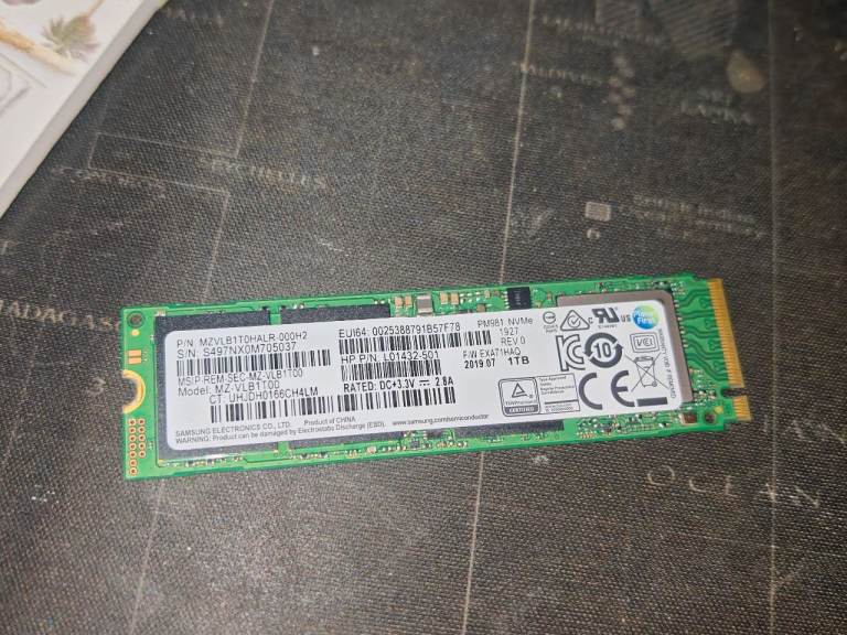 Samsung 970 Evo 1TB (1000GB) NVMe ultra fast SSD disk 100% health (as new)