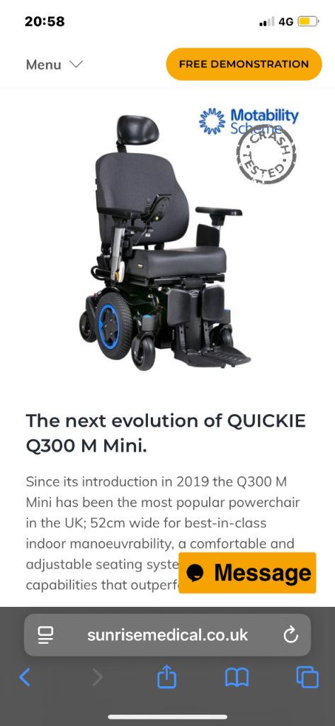Quickie m300 mini electric wheelchair