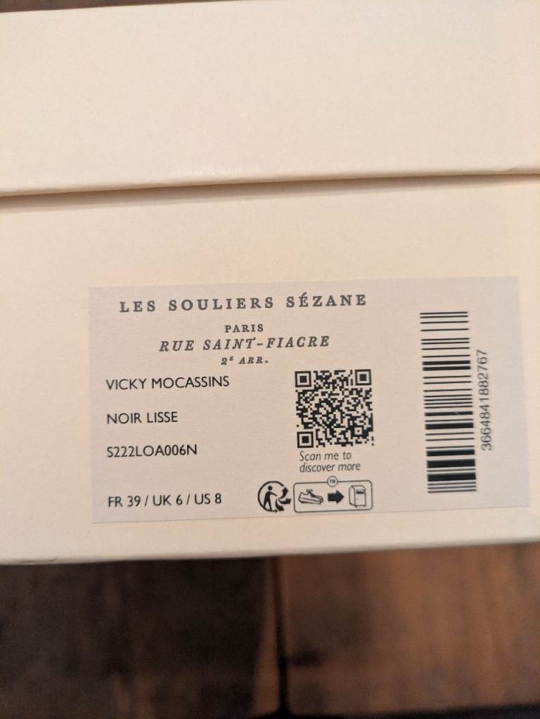 Sezane Vicky mocassins, black, UK 6, FR39, brand new