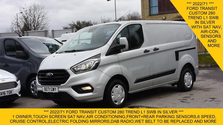 2022 Ford Transit Custom 280 TREND L1 SWB IN SILVER WITH SAT NAV,AIR CONDITIONING,PARKING SENSORS...