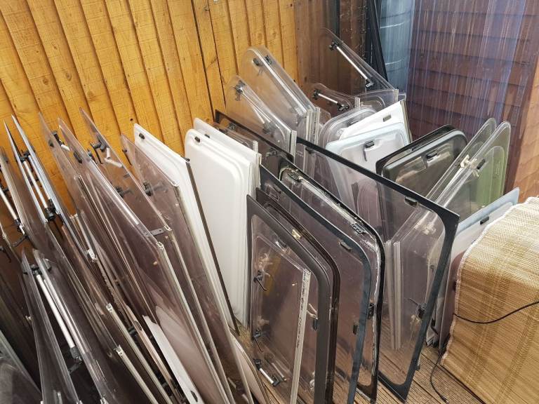 Large selection of caravan windows. Various sizes with various prices.
