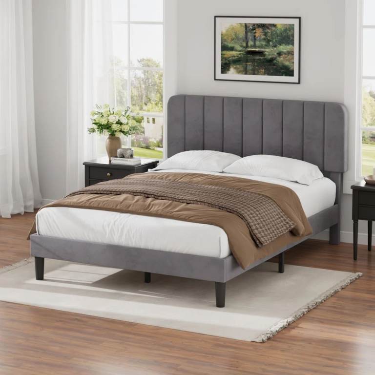 Double Bed Frame - Modern and Upholstered Double Bed - only 4 months old! 