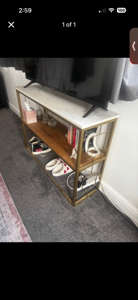 Marble & mango wood console/side table