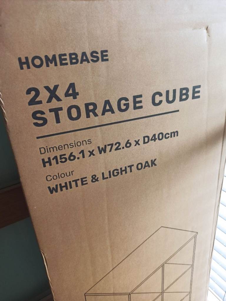 Homebase 2x4 Storage Cube, White & Light Oak, Brand New